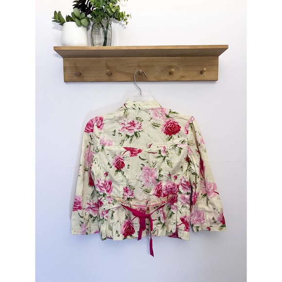Banana Republic Floral Linen Blazer Size 2 - Picture 5 of 8